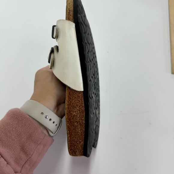 Birkenstock Sandals Womens 38 (7) White Ibiza Birko Flor Slip On Slide Shoes - Picture 8 of 10